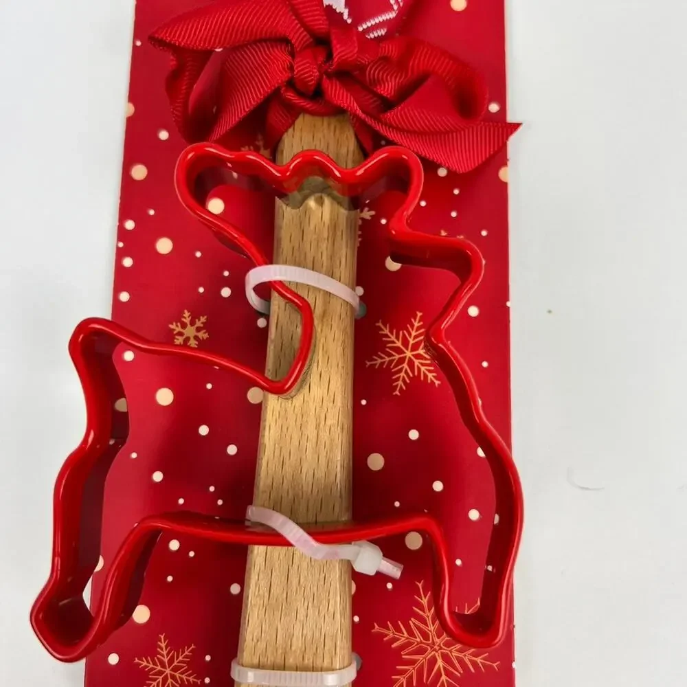 Christmas Themed Red and White Reindeer Spatula and Cookie Cutter Set